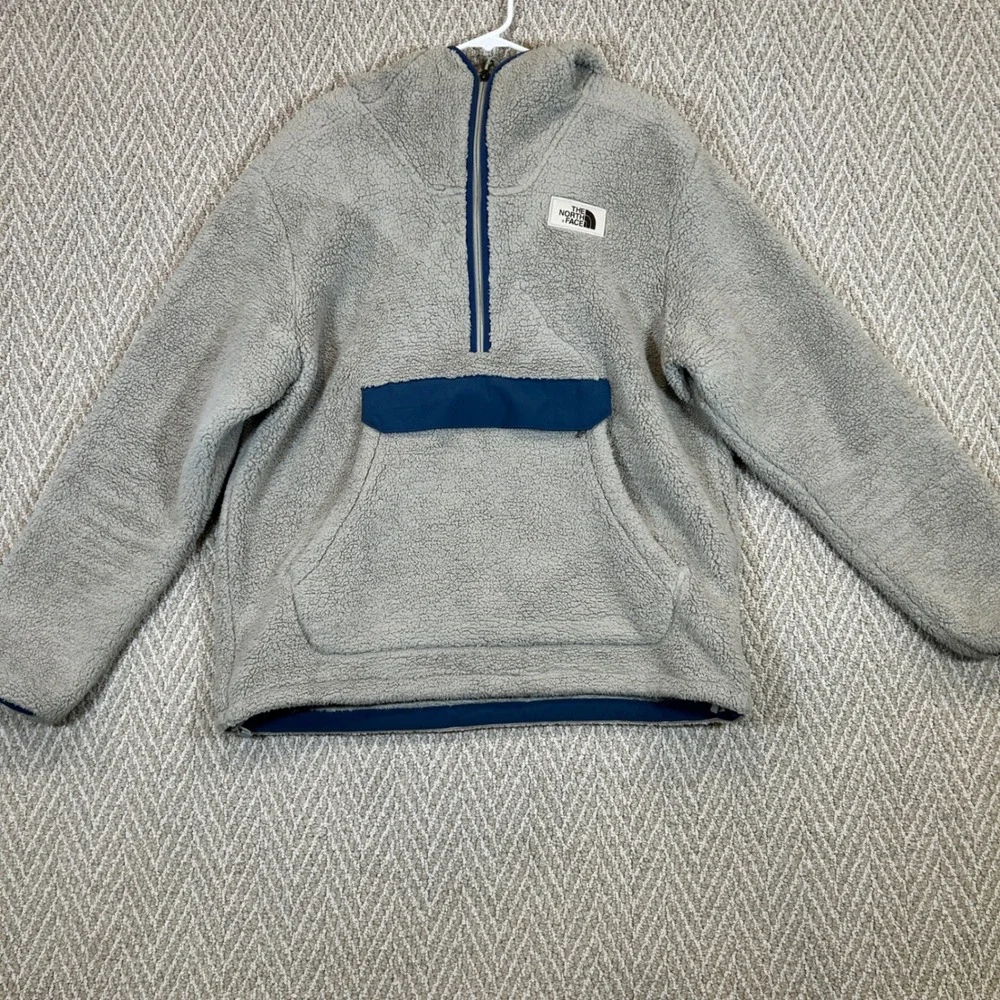 The North Face Jackets Mens Large Gray Sherpa Fleece Kangaroo Pouch Winter Warm